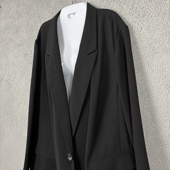 Bar III Women's Plus Size 3X Notched-Collar One-Button Blazer Jacket In Black - Picture 4 of 14